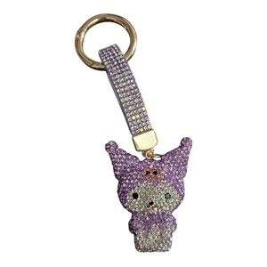 Purple and Silver Crystal Kuromi Key Holder